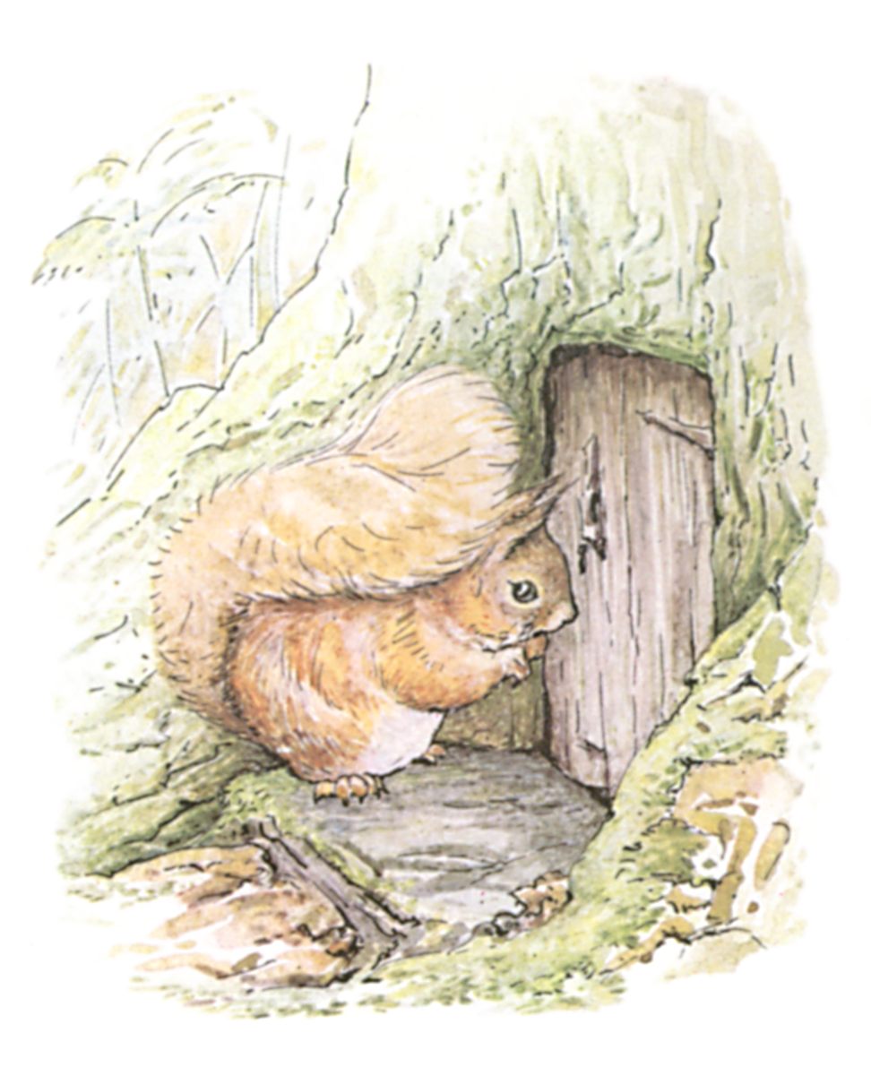 11-color-drawing-of-squirrel-outside-door-in-the-base-of-tree-trunk-public-domain.jpg