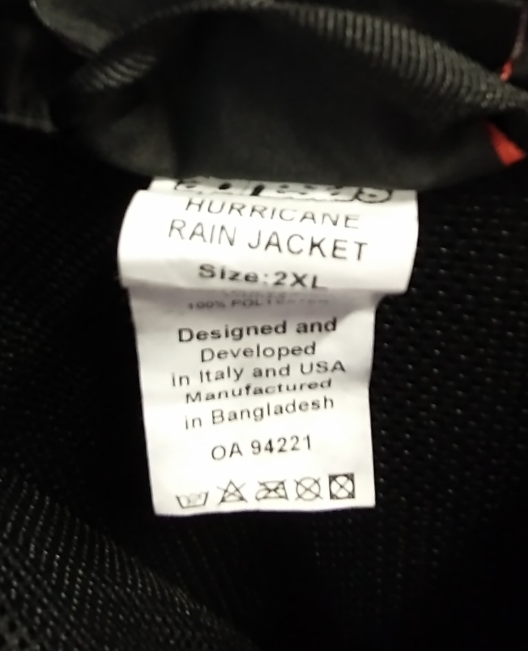 Alpinestars Hurricane Rain Jacket - Label