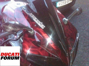 2d flamed paintwork on my r1, 7 layers of paint to achieve this effect.