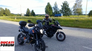 Me & my wife on a ride. We often swap bikes in the middle of the ride. Wife's KTM 990 SMT is such a fun to ride also.