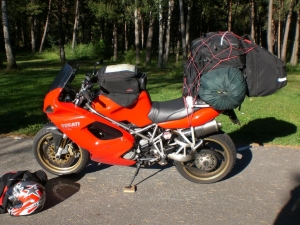 We had to squeeze my brothers stuff and my dads stuff on me and my uncles bikes! I know it looks a little overloaded but it still weighs less than a Pillion!