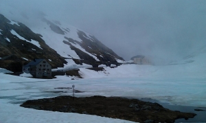 Frozen lake at the top of Grand st Bernard. A little different from 2011!