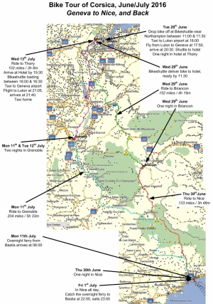 Route Map - Geneva to Nice & Return