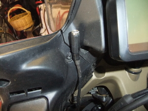 GPS cable connector with GPS removed from the bike.